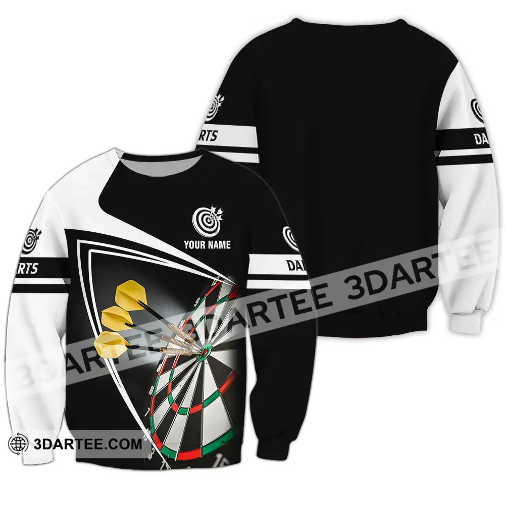 Unisex Shirt - Custom Name Darts Black And White Long Sleeve / S T-Shirt