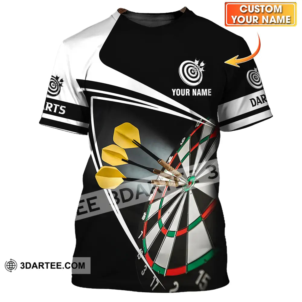 Unisex Shirt - Custom Name Darts Black And White T-Shirt