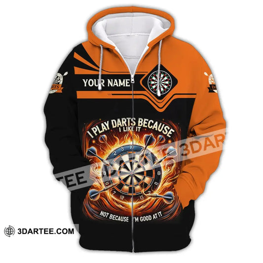 Unisex Shirt Custom Name Darts Dart Lover Hoodie Polo Long Sleeve Zipper / S T-Shirt