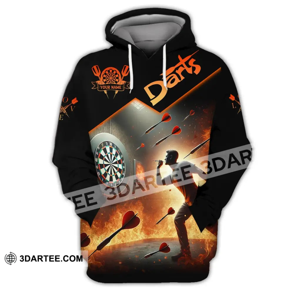 Unisex Shirt Custom Name Darts Dart Player T-Shirt Long Sleeve Polo Hoodie / S