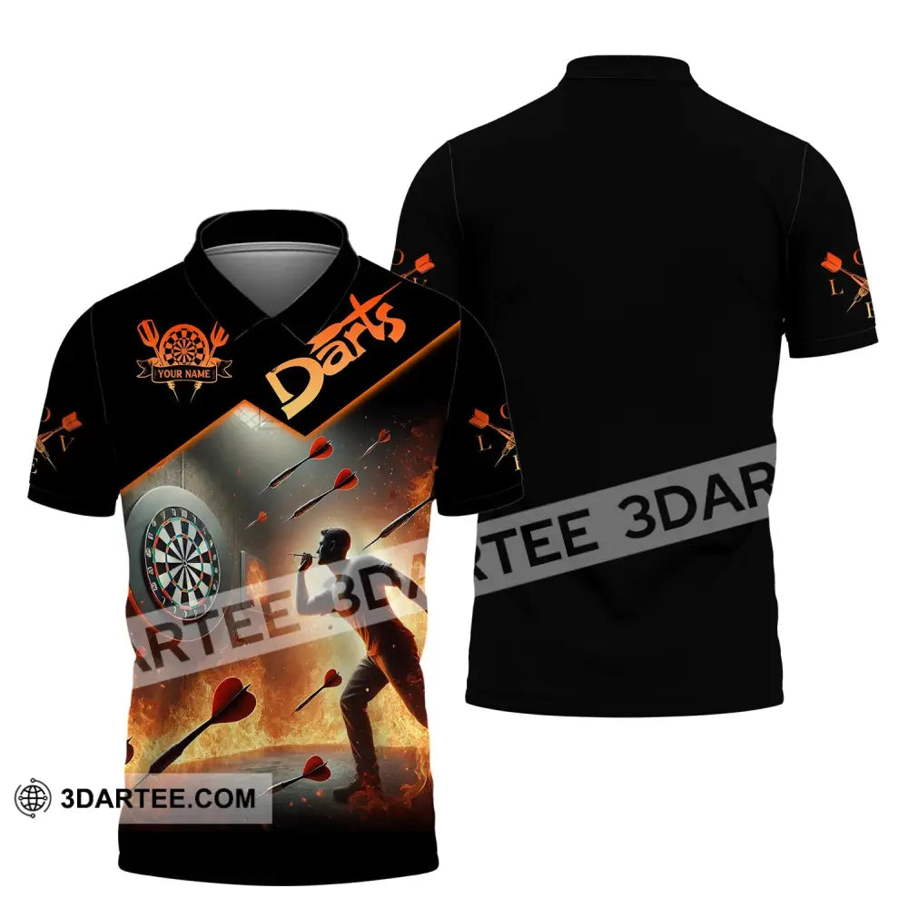 Unisex Shirt Custom Name Darts Dart Player T-Shirt Long Sleeve Polo / S