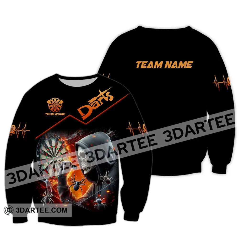 Unisex Shirt Custom Name Darts Dart Player T-Shirt Long Sleeve Polo / S