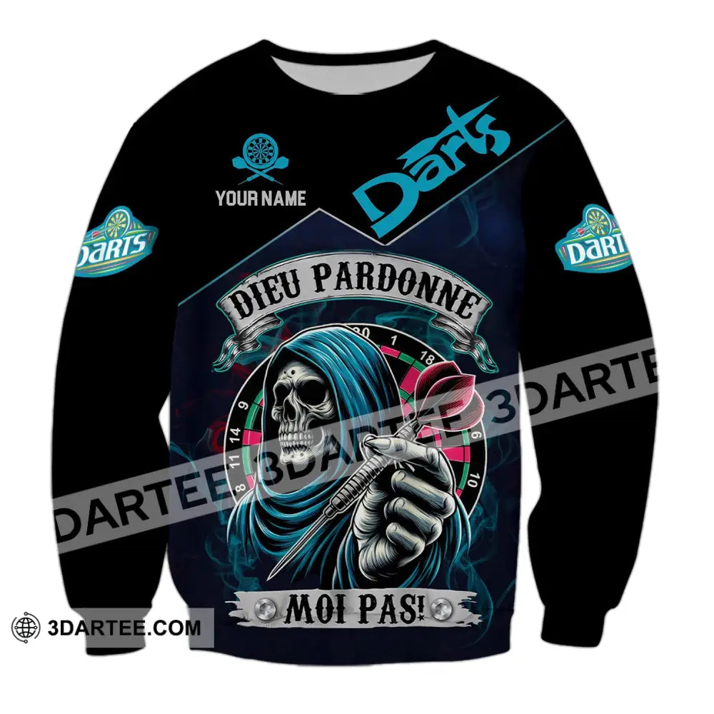 Unisex Shirt - Custom Name Darts Dieu Pardonne Moi Pas Long Sleeve / S T-Shirt