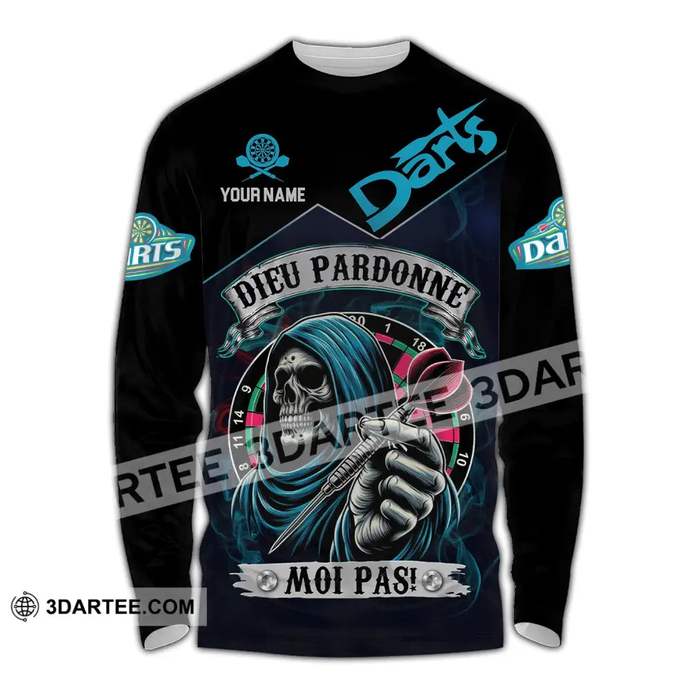 Unisex Shirt - Custom Name Darts Dieu Pardonne Moi Pas Long Sleeve / S T-Shirt