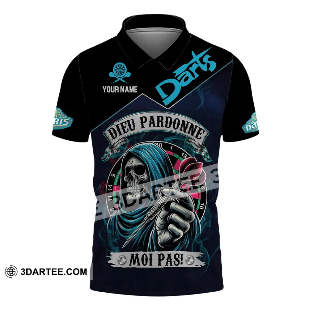 Unisex Shirt - Custom Name Darts Dieu Pardonne Moi Pas Polo / S T-Shirt