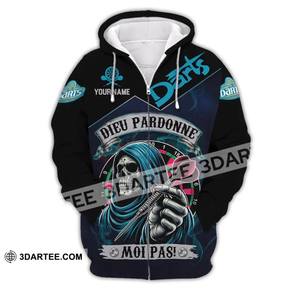 Unisex Shirt - Custom Name Darts Dieu Pardonne Moi Pas Zipper Hoodie / S T-Shirt