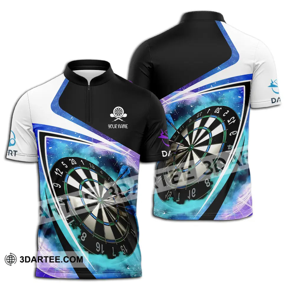 Unisex Shirt - Custom Name Darts Galaxy Zipper Polo / S T-Shirt