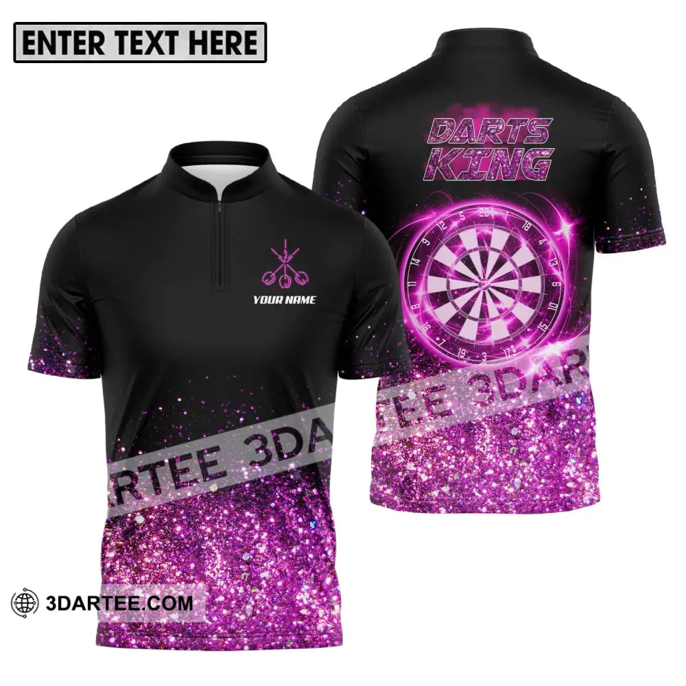 Unisex Shirt - Custom Name Darts King Zipper Polo / S T-Shirt