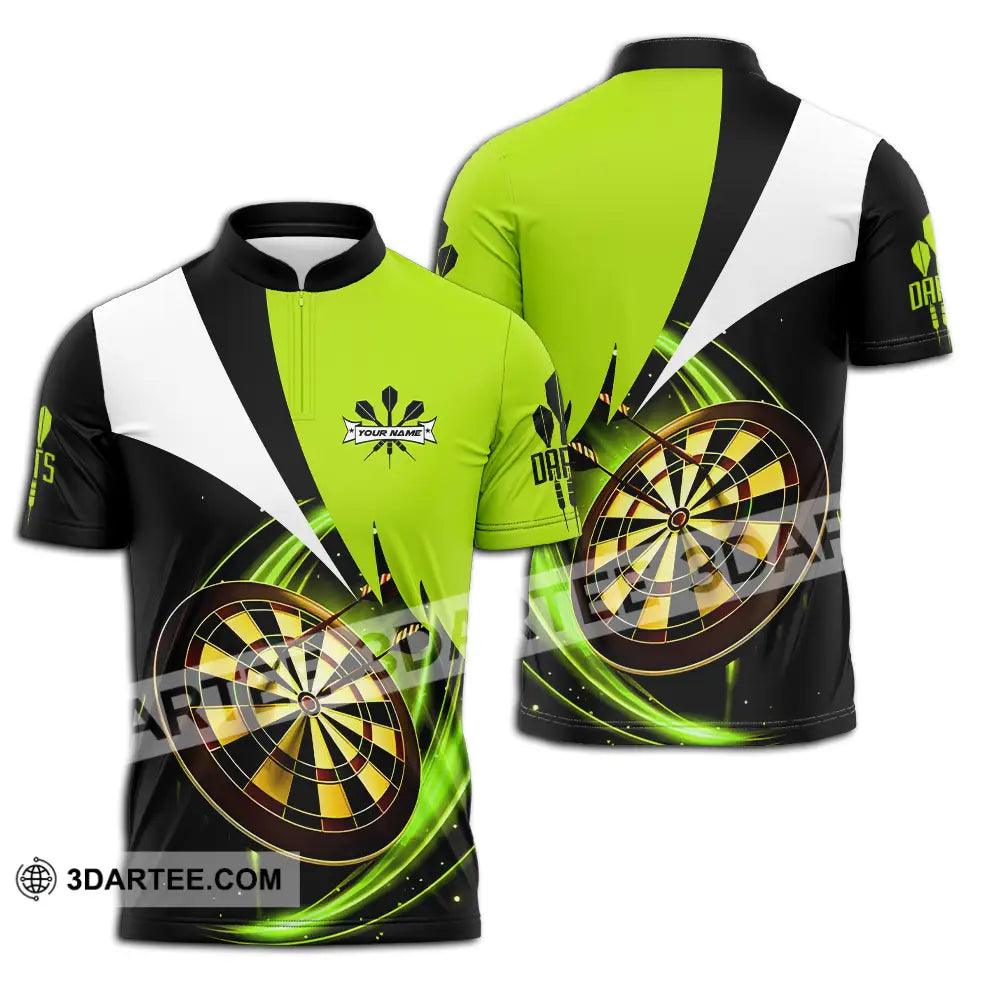 Unisex Shirt - Custom Name Darts Neon Zipper Polo / S T-Shirt