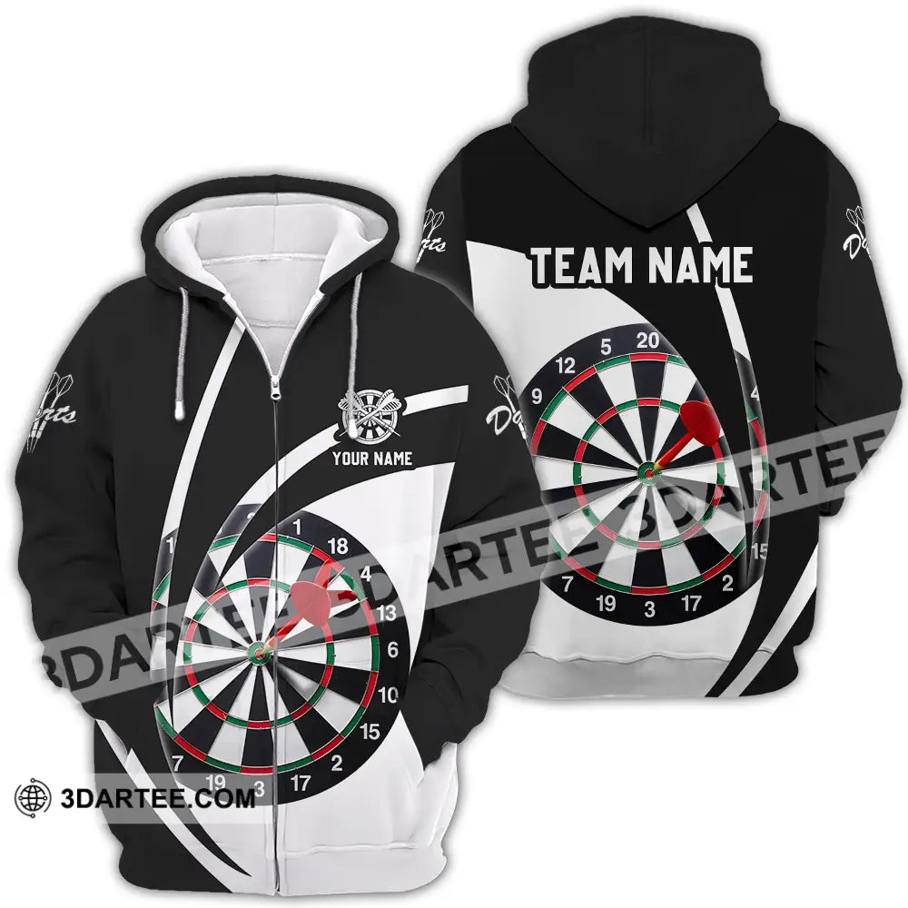 Unisex Shirt - Custom Name Darts Player Classic Color Zipper Hoodie / S T-Shirt