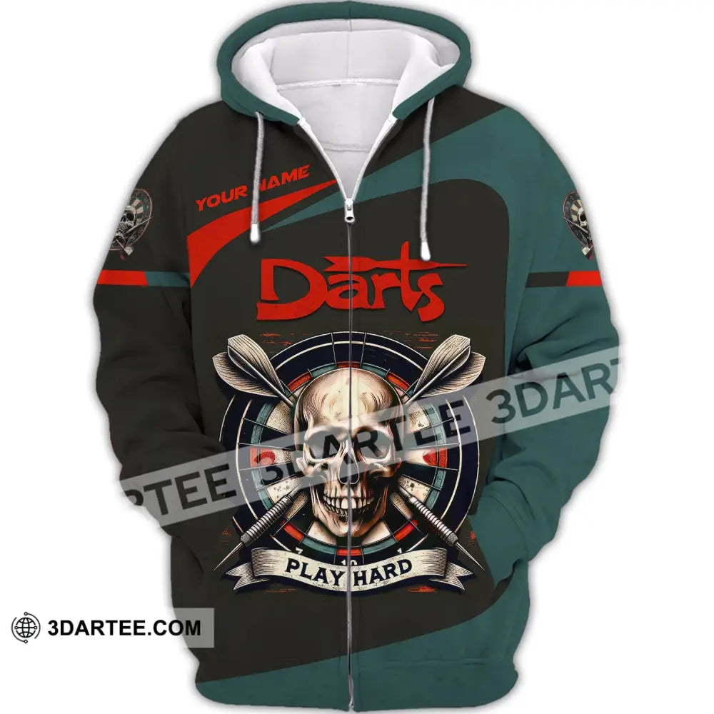 Unisex Shirt Custom Name Darts Polo Long Sleeve Lover Gift Zipper Hoodie / S T-Shirt