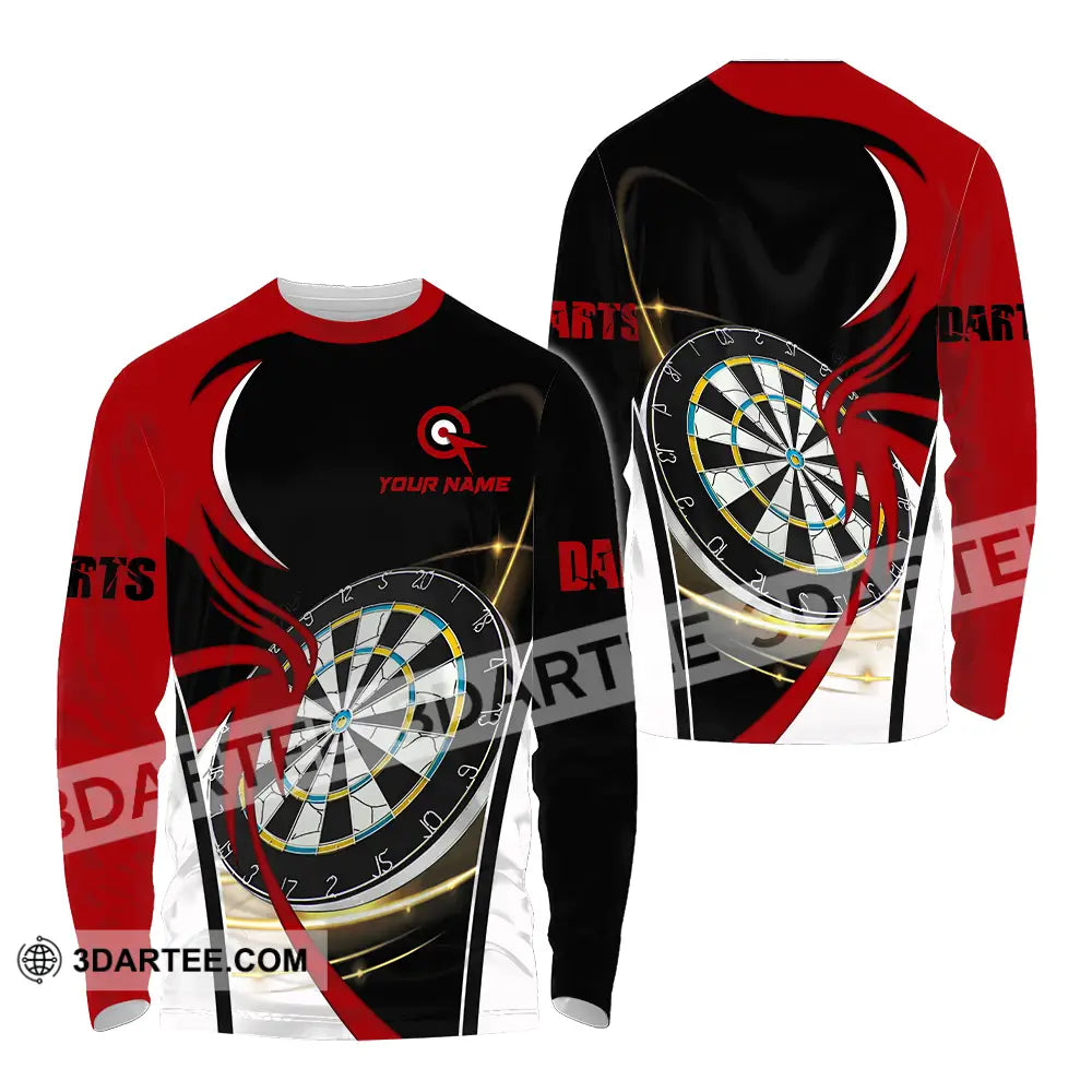 Unisex Shirt - Custom Name Darts Red Black White Long Sleeve / S T-Shirt