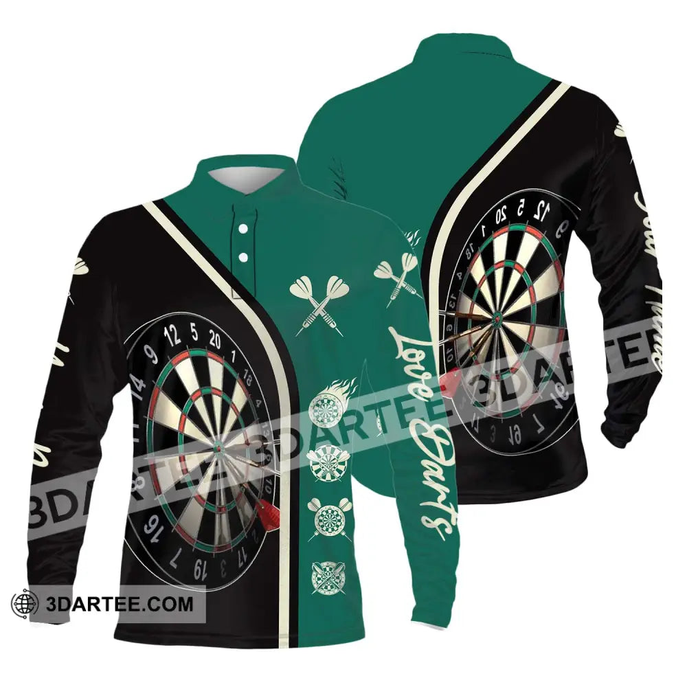 Unisex Shirt - Custom Name Darts Vintage Color Long Sleeve Polo / S T-Shirt