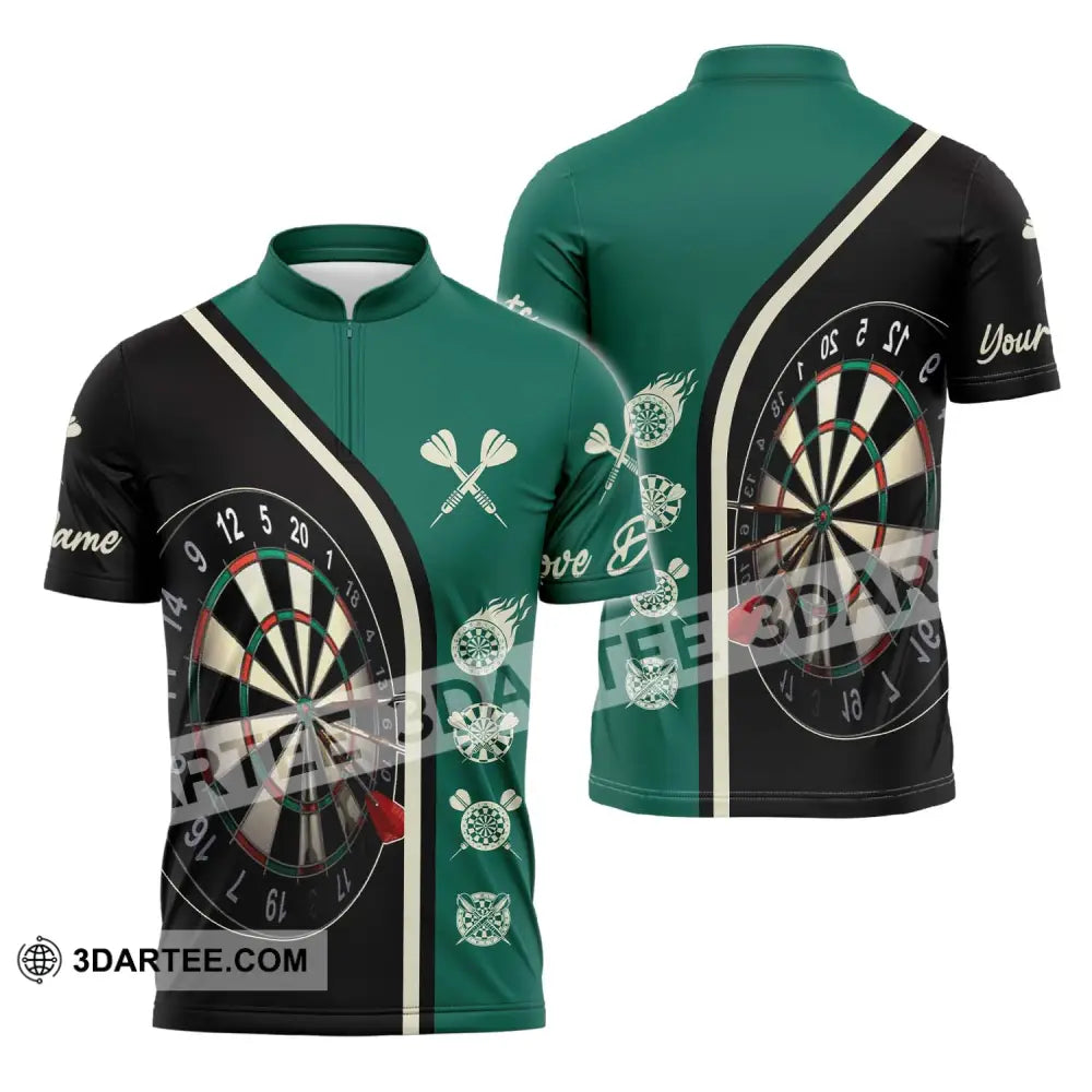 Unisex Shirt - Custom Name Darts Vintage Color Zipper Polo / S T-Shirt