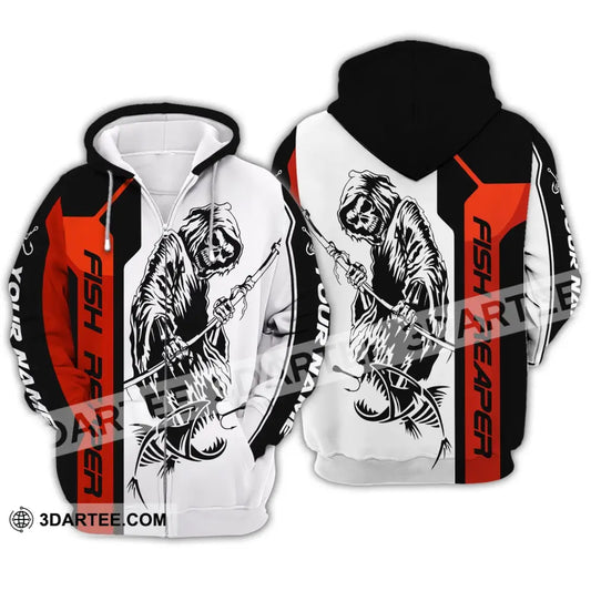 Unisex Shirt - Custom Name Death Fish Reaper Zipper Hoodie / S T-Shirt