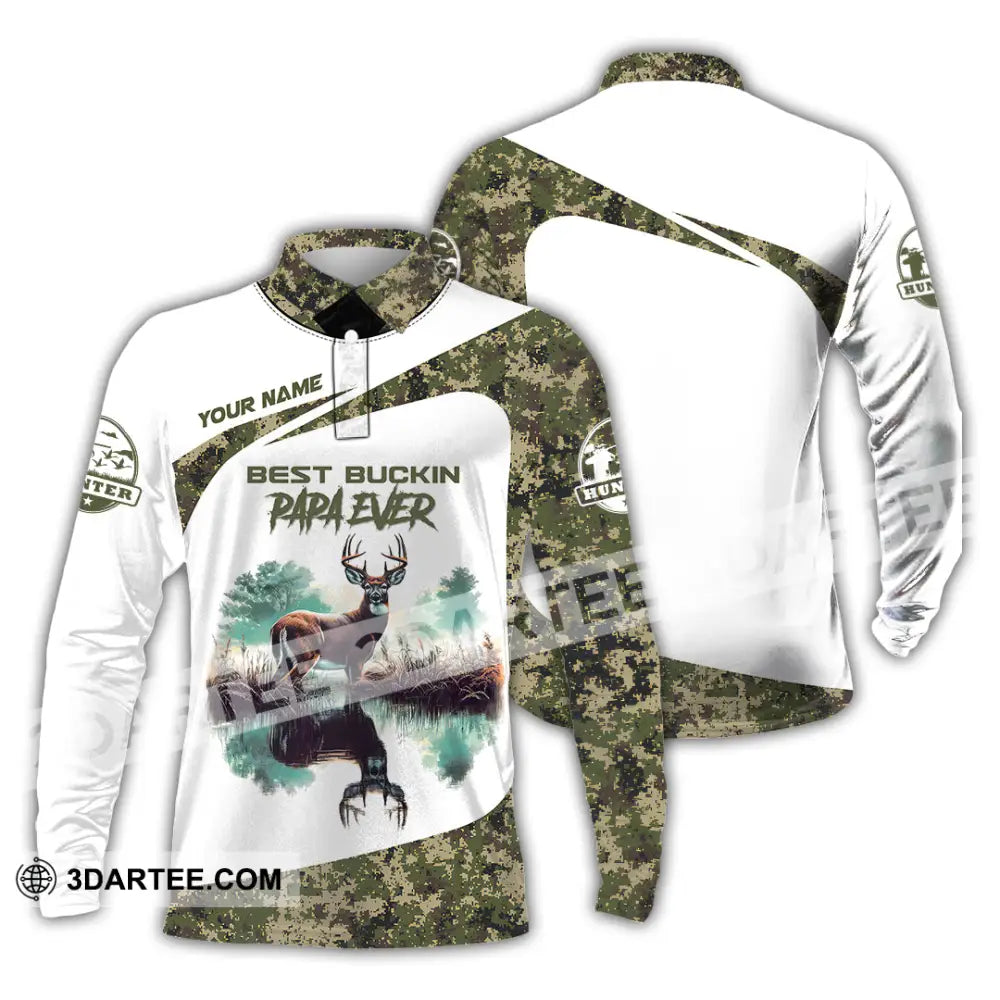 Unisex Shirt Custom Name Deer Hunter Hunting Polo Long Sleeve Animal T-Shirt Nh240731 / S T-Shirt