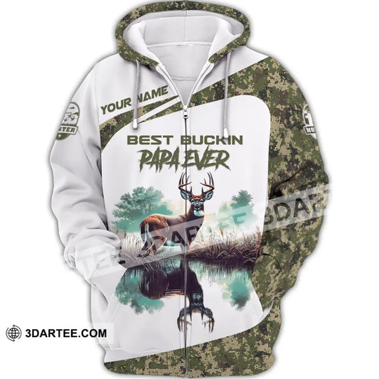 Unisex Shirt Custom Name Deer Hunter Hunting Polo Long Sleeve Animal T-Shirt Nh240731 Zipper Hoodie