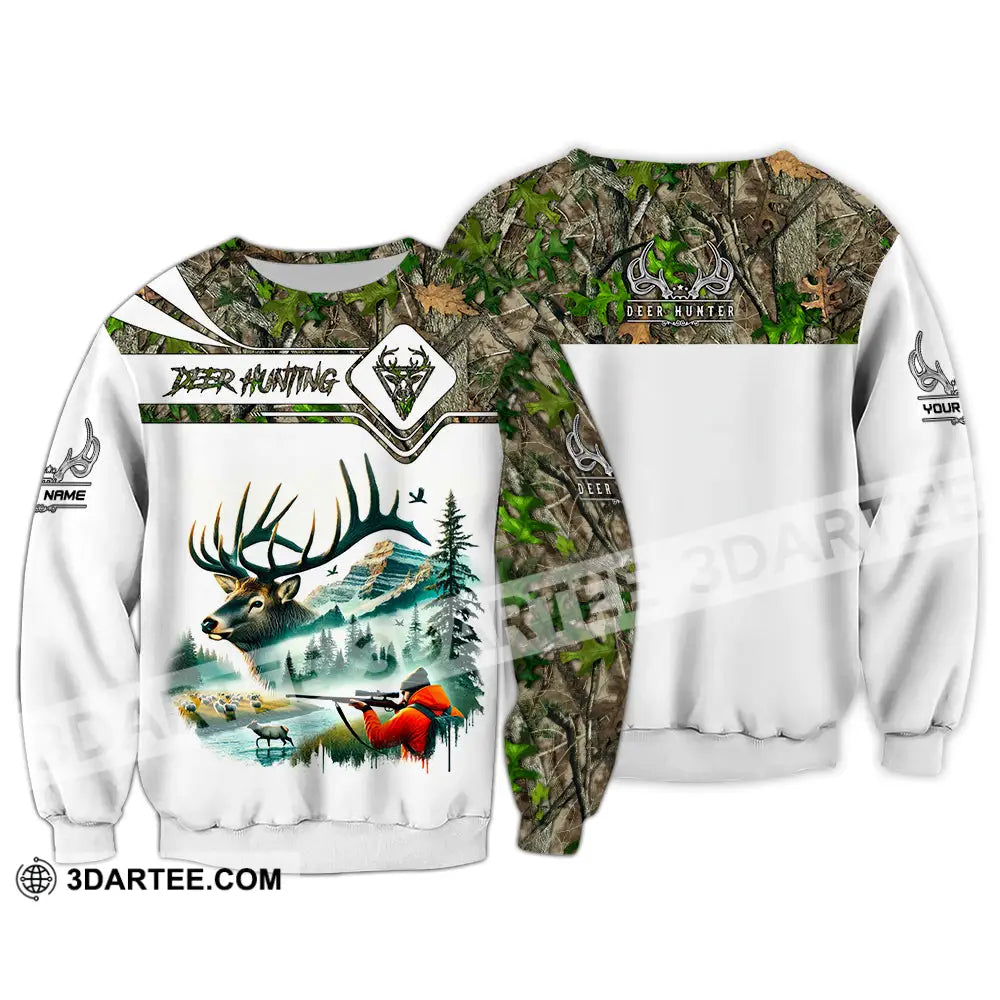 Unisex Shirt Custom Name Deer Hunter Hunting Polo Long Sleeve Animal T-Shirt / S T-Shirt