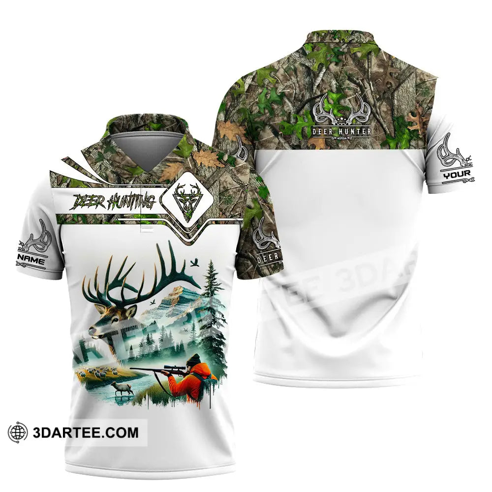 Unisex Shirt Custom Name Deer Hunter Hunting Polo Long Sleeve Animal T-Shirt / S T-Shirt