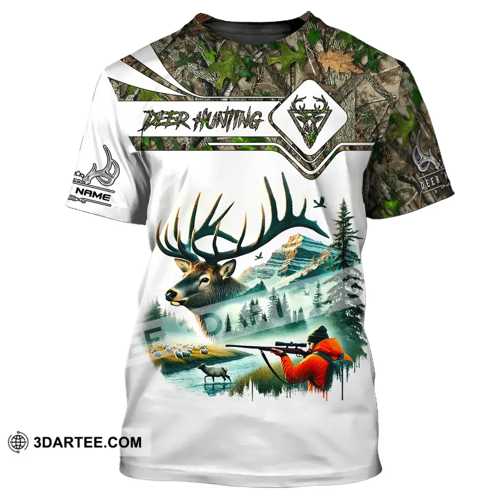 Unisex Shirt Custom Name Deer Hunter Hunting Polo Long Sleeve Animal T-Shirt / S T-Shirt