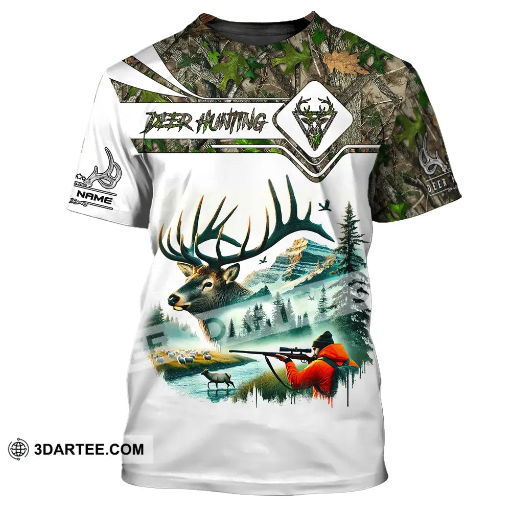 Unisex Shirt Custom Name Deer Hunter Hunting Polo Long Sleeve Animal T-Shirt / S T-Shirt
