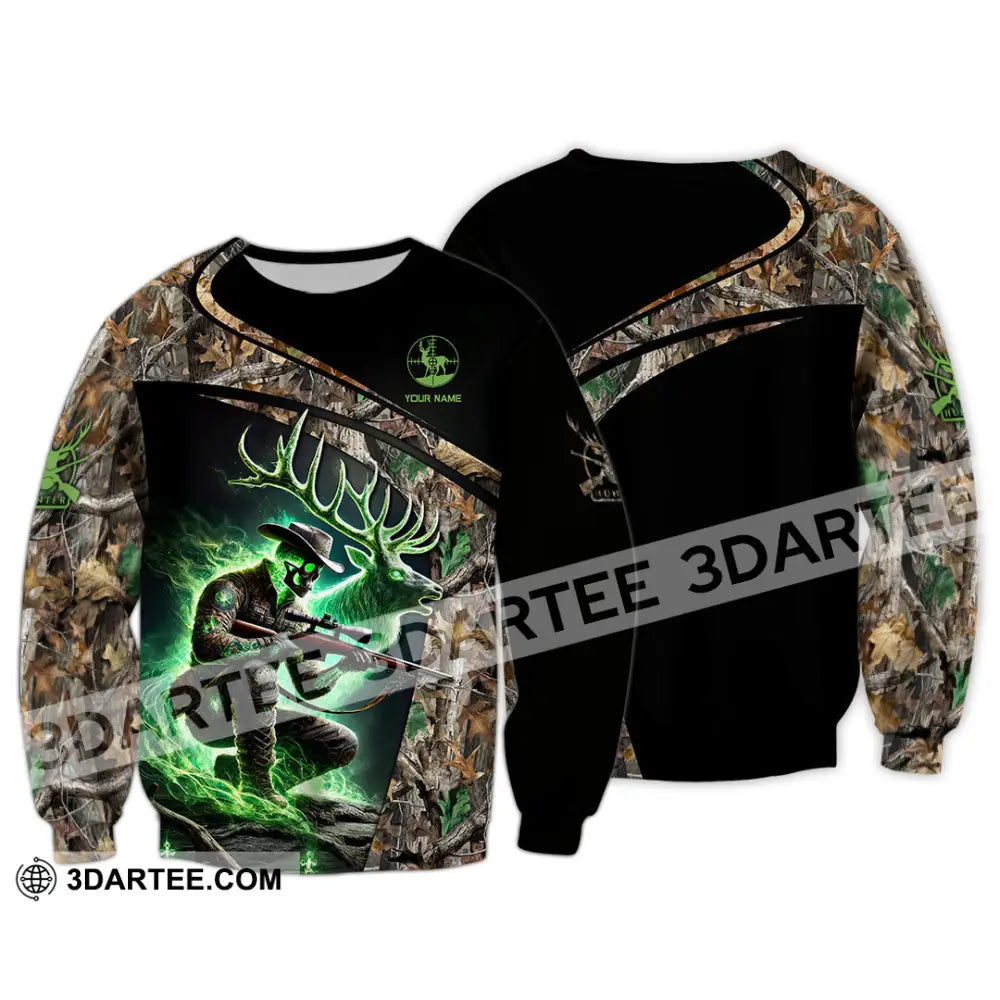 Unisex Shirt Custom Name Deer Hunting Hunter Gift Long Sleeve / S T-Shirt