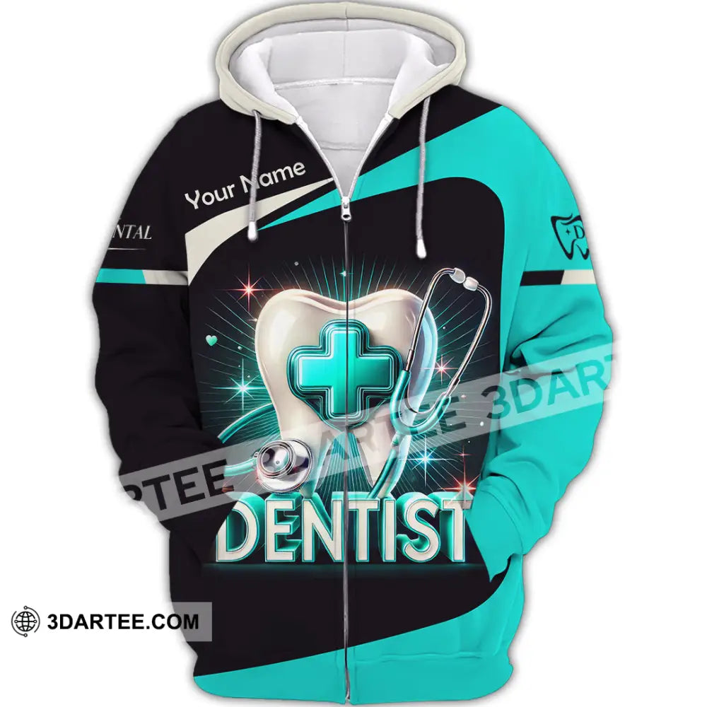 Unisex Shirt Custom Name Dentist Dental T-Shirt Gift For Zipper Hoodie / S T-Shirt