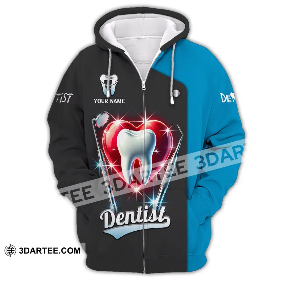 Unisex Shirt Custom Name Dentist Dental T-Shirt Gift For Zipper Hoodie / S T-Shirt