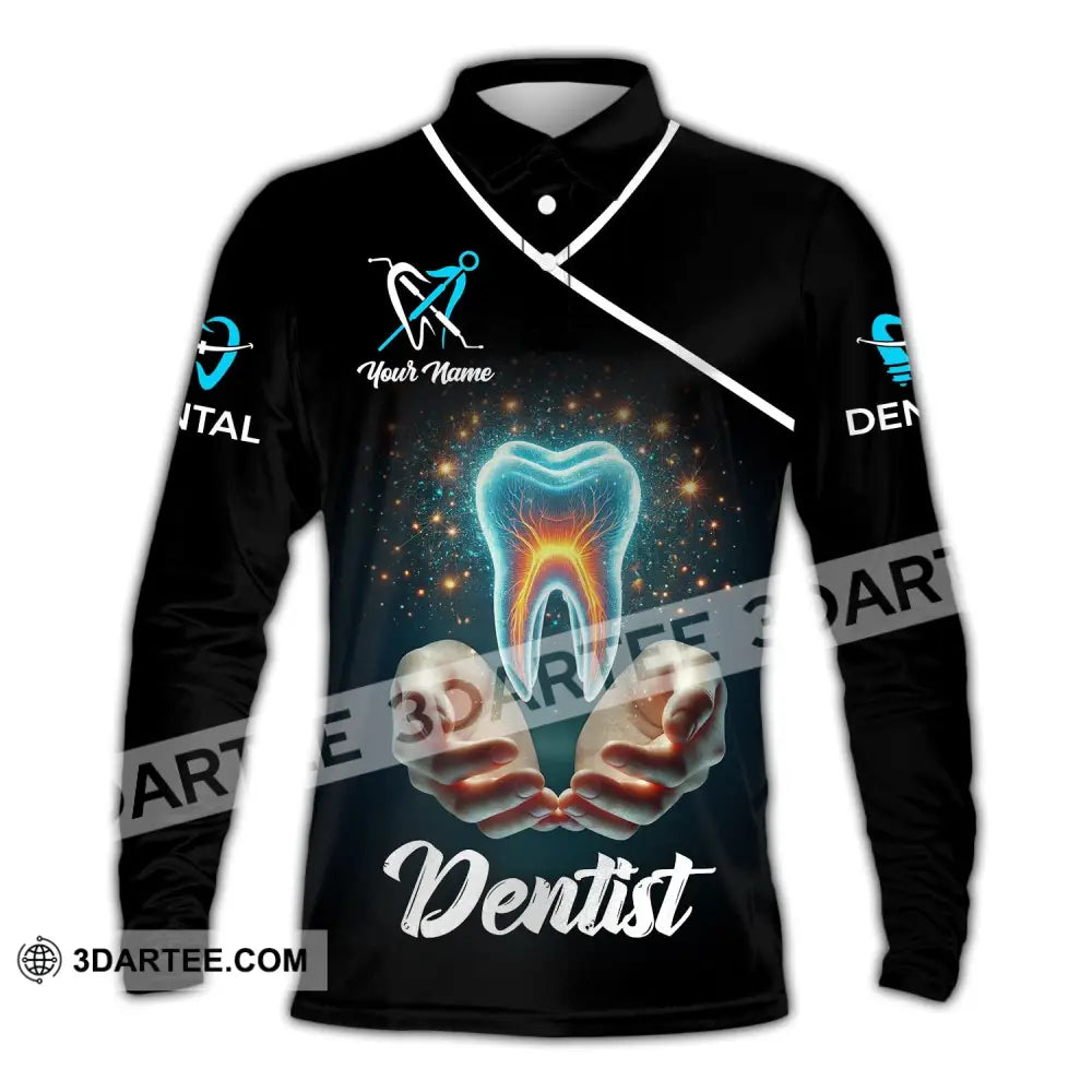 Unisex Shirt - Custom Name Dentist Long Sleeve Polo / S T-Shirt