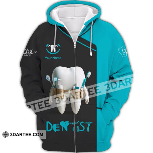 Unisex Shirt Custom Name Dentist Polo Hoodie Dental Gift For Dentists Zipper / S T-Shirt