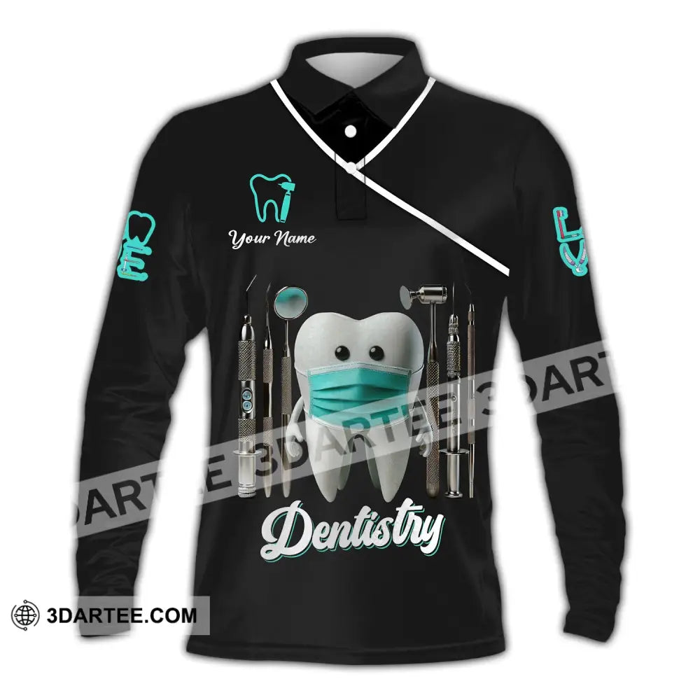 Unisex Shirt - Custom Name Dentistry Long Sleeve Polo / S T-Shirt