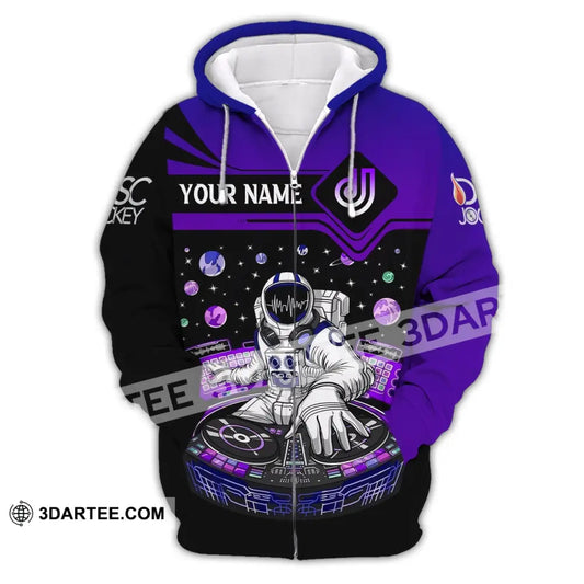 Unisex Shirt Custom Name Disc Jockey Dj Space Hoodie Polo Long Sleeve Zipper / S T-Shirt