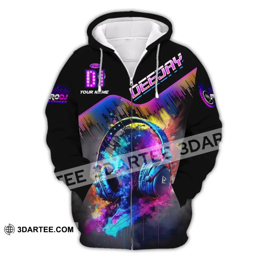 Unisex Shirt Custom Name Disc Jockey T-Shirt Deejay Gift For Dj Zipper Hoodie / S