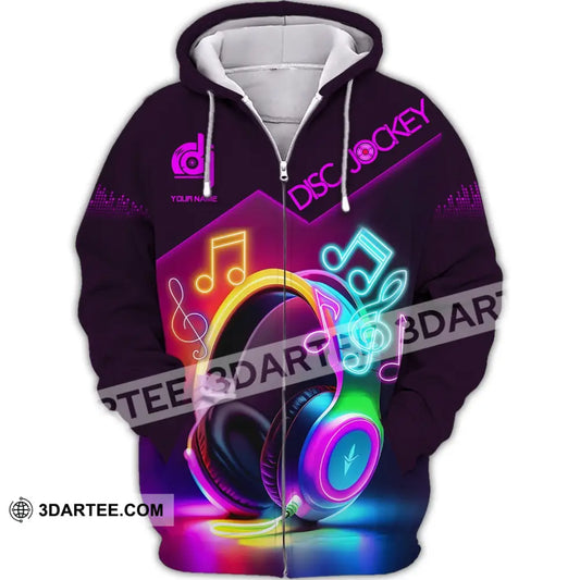 Unisex Shirt Custom Name Disc Jockey T-Shirt Dj Gift For Zipper Hoodie / S