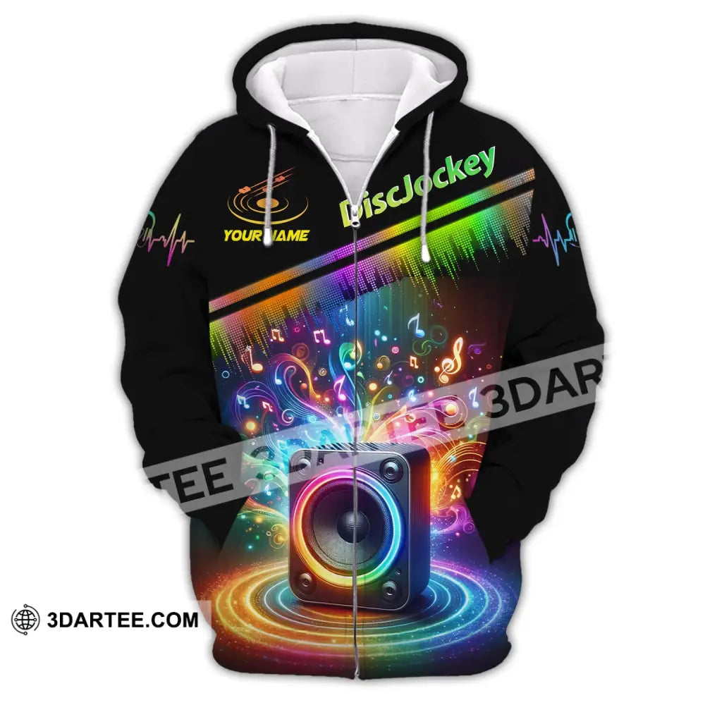 Unisex Shirt Custom Name Disc Jockey T-Shirt Music Lover Dj Zipper Hoodie / S