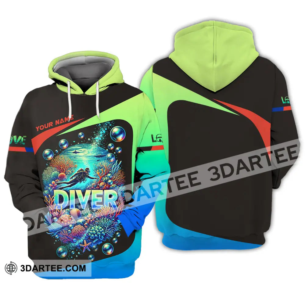 Unisex Shirt Custom Name Diving Diver Gift Hoodie / S T-Shirt