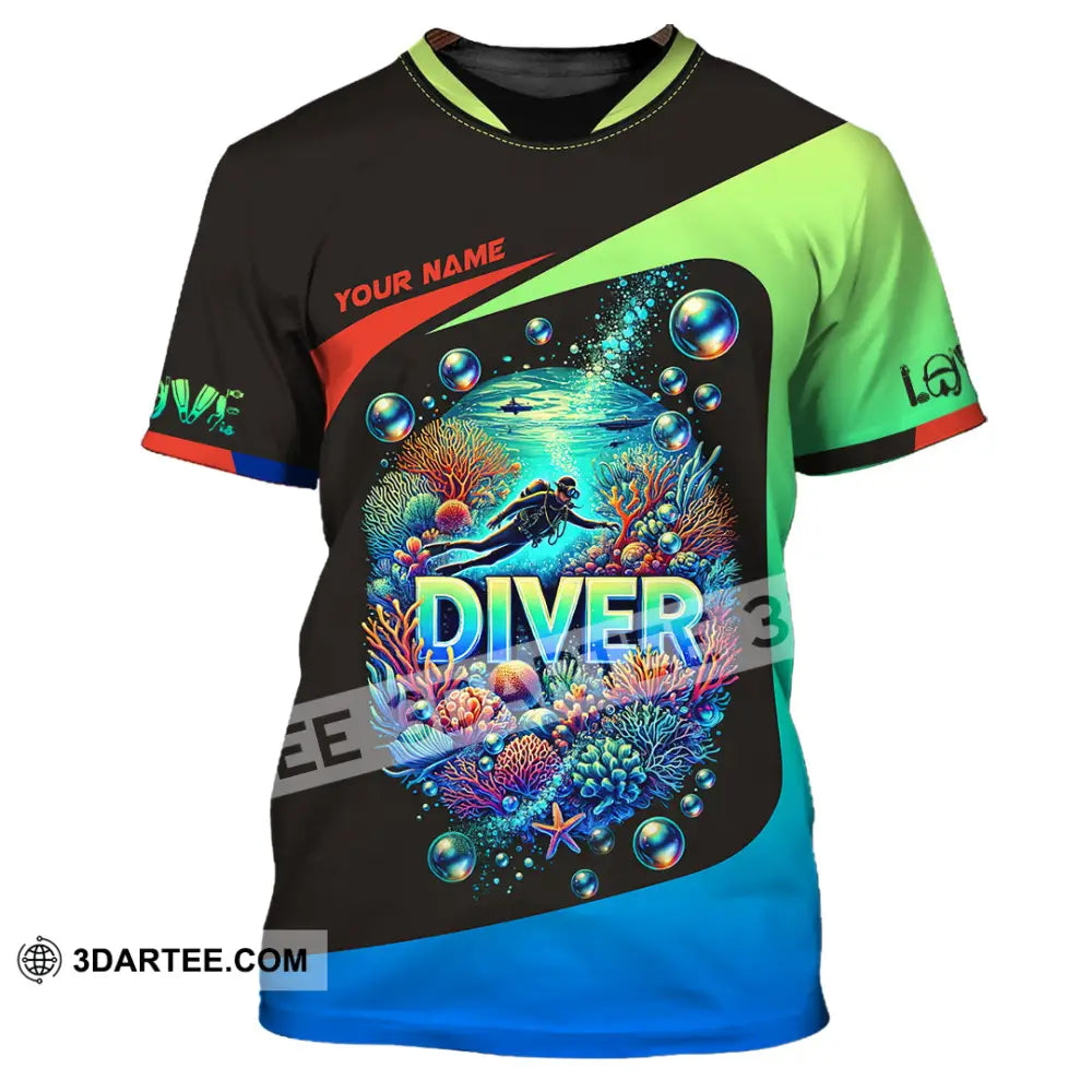 Unisex Shirt Custom Name Diving Diver Gift T-Shirt / S T-Shirt