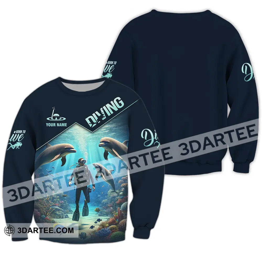 Unisex Shirt - Custom Name Diving Long Sleeve / S T-Shirt