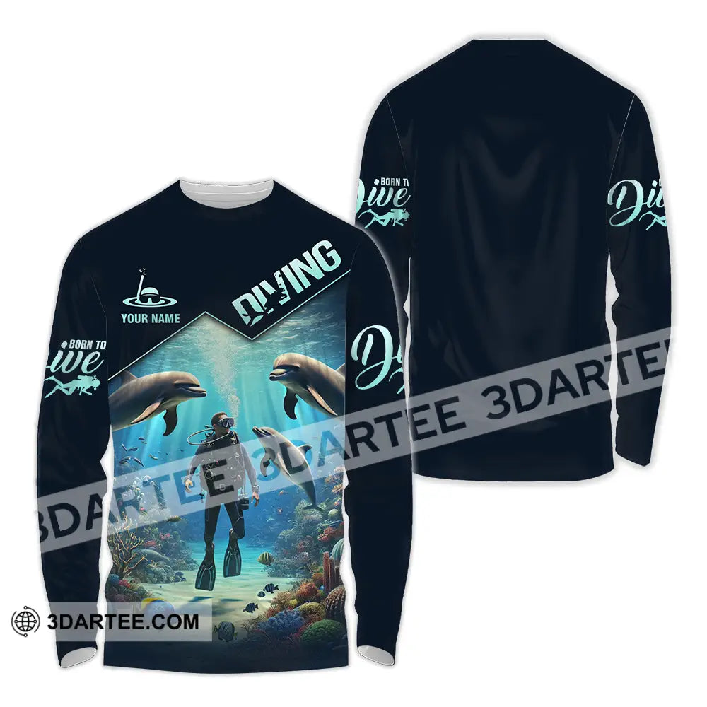 Unisex Shirt - Custom Name Diving Long Sleeve / S T-Shirt