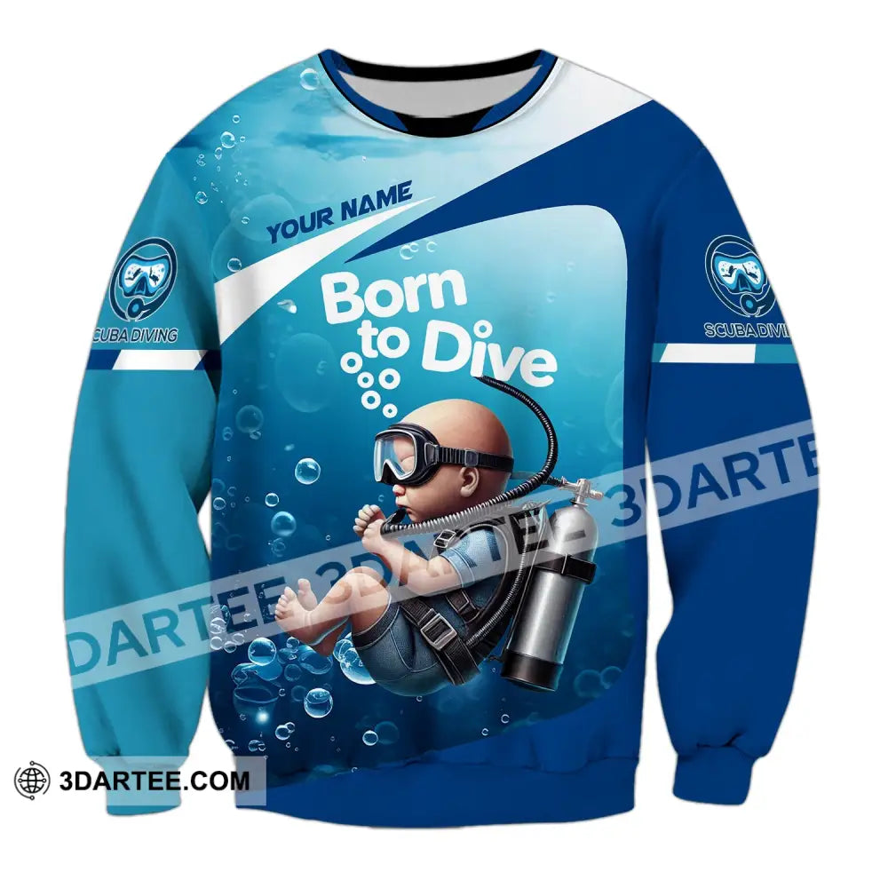 Unisex Shirt Custom Name Diving Love T-Shirt Long Sleeve / S T-Shirt