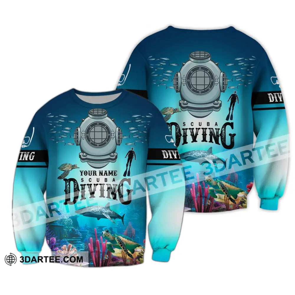 Unisex Shirt - Custom Name Diving T-Shirt Personalized Scuba Diver Gift Long Sleeve / S T-Shirt