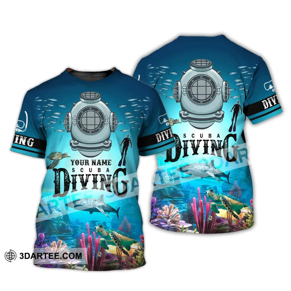 Unisex Shirt - Custom Name Diving T-Shirt Personalized Scuba Diver Gift / S T-Shirt