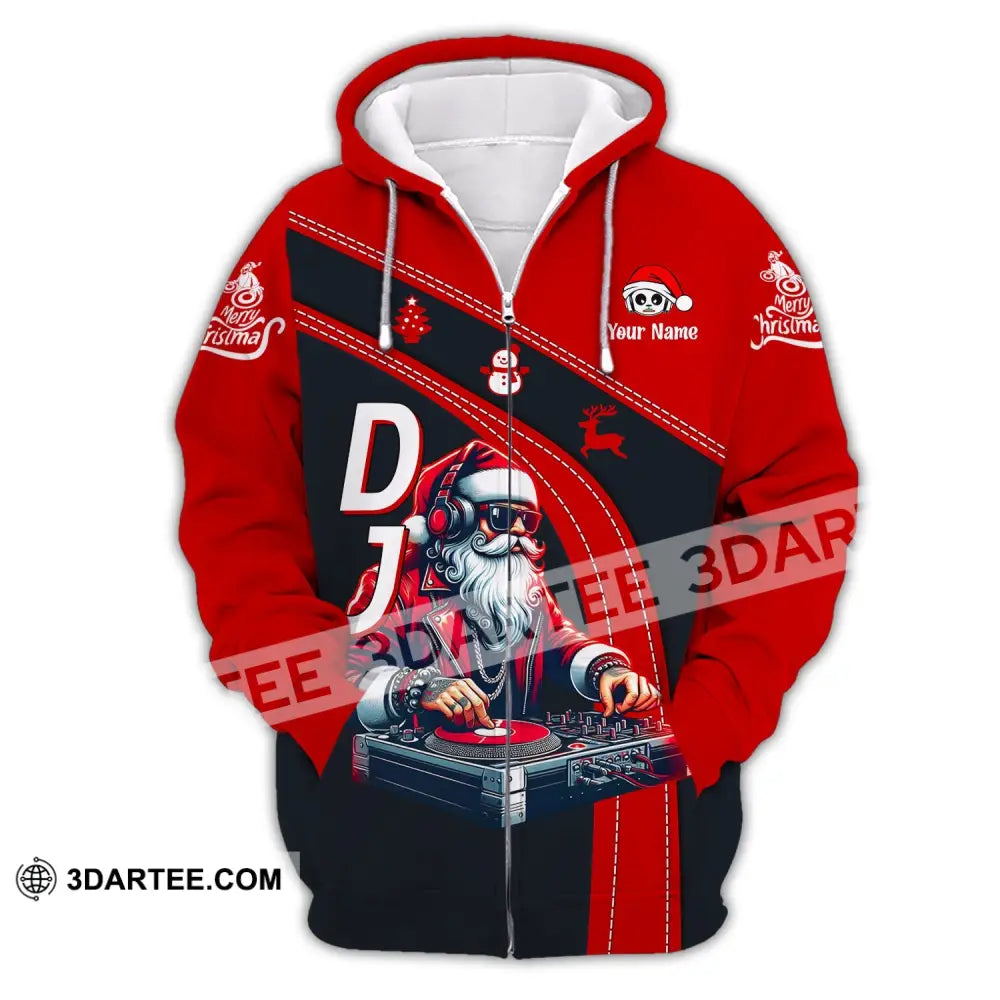 Unisex Shirt - Custom Name Dj Santa Zipper Hoodie / S T-Shirt