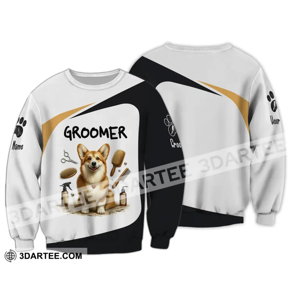 Unisex Shirt Custom Name Dog Groomer Grooming T-Shirt Groomers For Long Sleeve / S