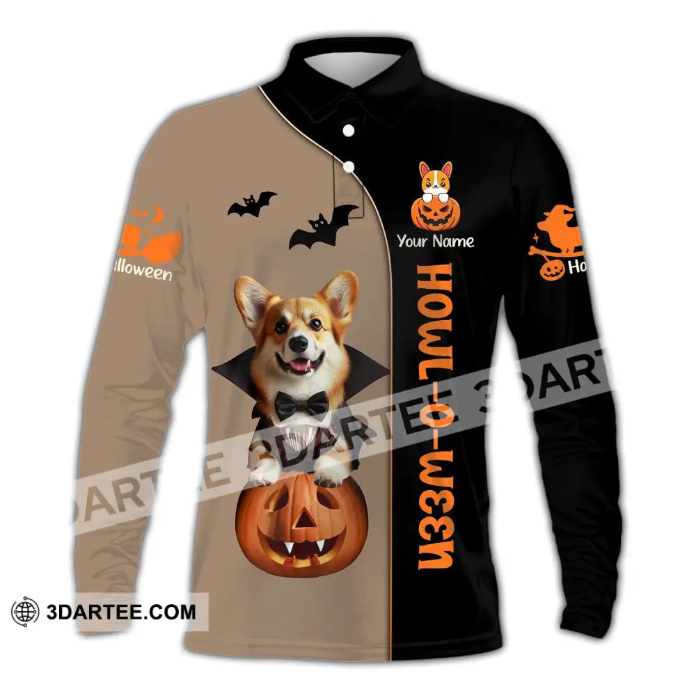 Unisex Shirt Custom Name Dog Halloween Pet T-Shirt Gift For Lover Long Sleeve Polo / S T-Shirt