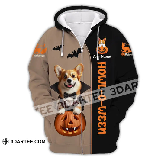 Unisex Shirt Custom Name Dog Halloween Pet T-Shirt Gift For Lover Zipper Hoodie / S T-Shirt