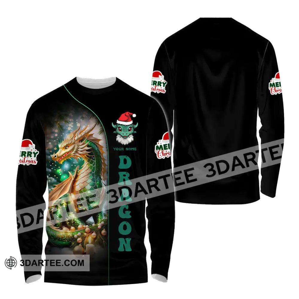 Unisex Shirt Custom Name Dragon Merry Christmas Gift Long Sleeve / S T-Shirt