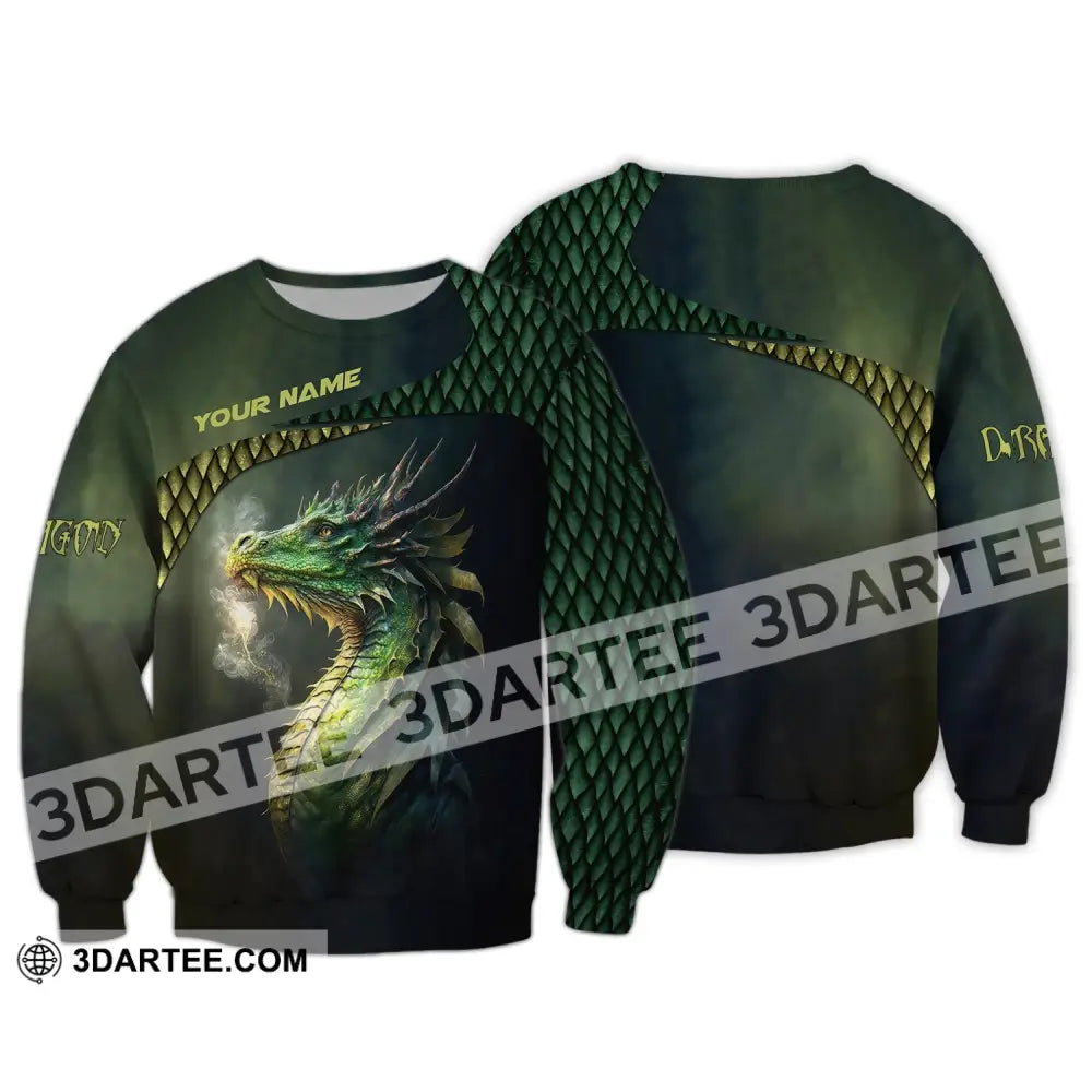 Unisex Shirt Custom Name Dragon T-Shirt 3D Lover Gift Long Sleeve / S