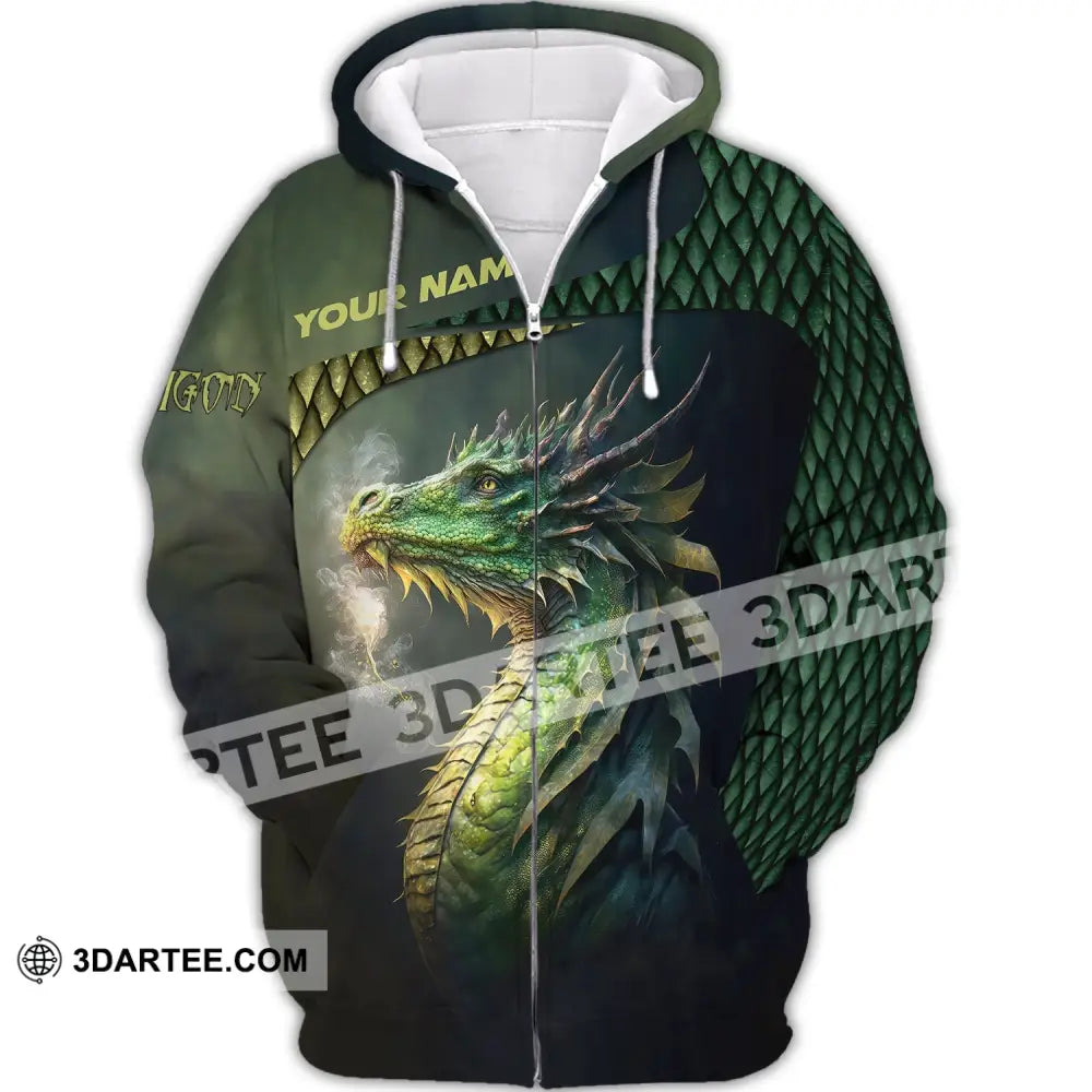 Unisex Shirt Custom Name Dragon T-Shirt 3D Lover Gift Zipper Hoodie / S