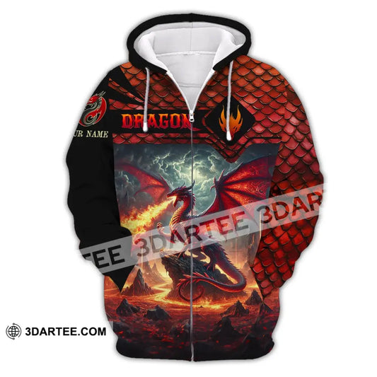 Unisex Shirt Custom Name Dragon T-Shirt Hoodie Long Sleeve Zipper / S T-Shirt